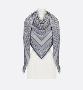 Dior Oblique Denim Shawl • Denim Blue Wool, Silk and Cashmere