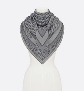 Dior Oblique Denim Shawl • Denim Blue Wool, Silk and Cashmere