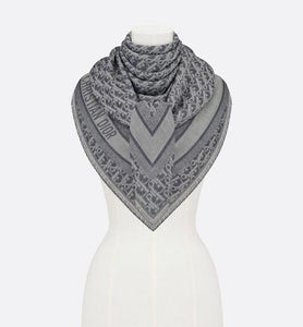 Dior Oblique Denim Shawl • Denim Blue Wool, Silk and Cashmere