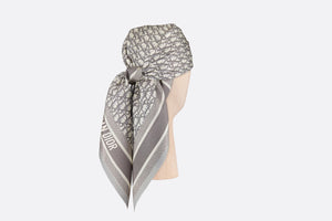 Dior Oblique Diortwin 90 Square Scarf • Gray and Navy Blue Silk Twill