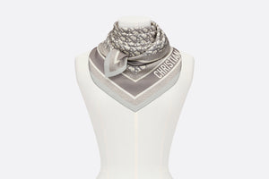 Dior Oblique Diortwin 90 Square Scarf • Gray and Navy Blue Silk Twill