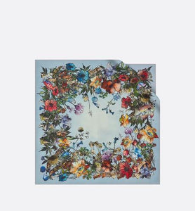 D-Millefiori Square Scarf • Sky Blue Silk Twill