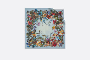 D-Millefiori Square Scarf • Sky Blue Silk Twill