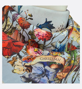 D-Millefiori Square Scarf • Sky Blue Silk Twill