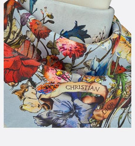 D-Millefiori Square Scarf • Sky Blue Silk Twill