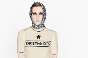'CHRISTIAN DIOR' Short-Sleeved Sweater • Ecru Cashmere and Wool Knit