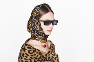 Diortwin Mizza Square Scarf • Beige Multicolor Silk Twill