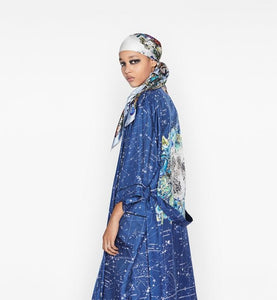 D-Millefiori Square Scarf • Sky Blue Silk Twill