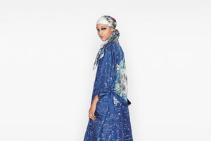 D-Millefiori Square Scarf • Sky Blue Silk Twill