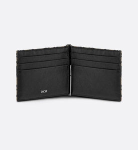 Wallet with Bill Clip • Beige and Black Dior Oblique Jacquard