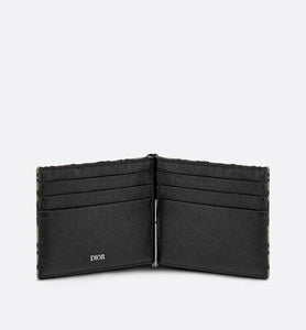 Wallet with Bill Clip • Beige and Black Dior Oblique Jacquard