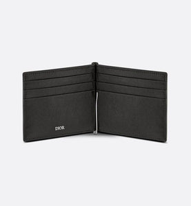 Wallet with Bill Clip • Black Grained Calfskin with 'CD Icon' Signature