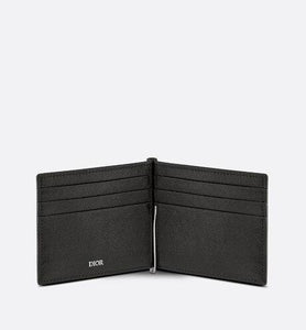 Wallet with Bill Clip • Black Grained Calfskin with 'CD Icon' Signature