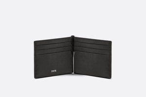 Wallet with Bill Clip • Black Grained Calfskin with 'CD Icon' Signature