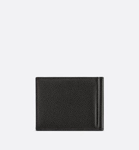 Wallet with Bill Clip • Black Grained Calfskin with 'CD Icon' Signature
