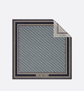 Dior Oblique Diortwin 90 Square Scarf • Gray and Navy Blue Silk Twill