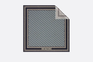 Dior Oblique Diortwin 90 Square Scarf • Gray and Navy Blue Silk Twill