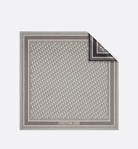 Dior Oblique Diortwin 90 Square Scarf • Gray and Navy Blue Silk Twill