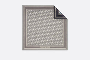 Dior Oblique Diortwin 90 Square Scarf • Gray and Navy Blue Silk Twill