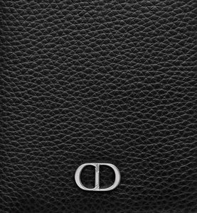 Bi-Fold Card Holder • Black Grained Calfskin with 'CD Icon' Signature