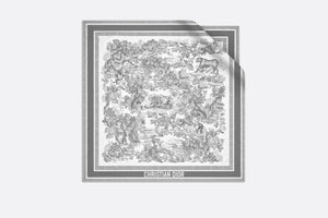 Toile de Jouy Sauvage 90 Square Scarf • Ivory and Gray Silk Twill