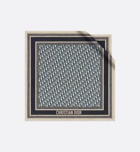 Dior Oblique Diortwin Square Scarf • Navy Blue Silk Twill