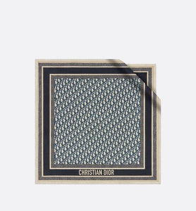 Dior Oblique Diortwin Square Scarf • Navy Blue Silk Twill