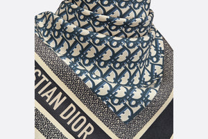 Dior Oblique Diortwin Square Scarf • Navy Blue Silk Twill