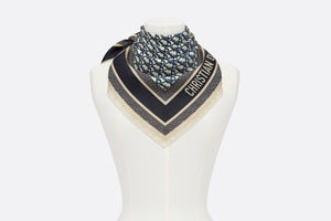 Dior Oblique Diortwin Square Scarf • Navy Blue Silk Twill