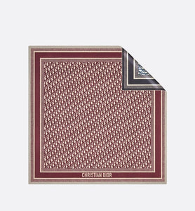 Dior Oblique Diortwin 90 Square Scarf • Burgundy and Navy Blue Silk Twill