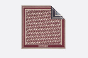 Dior Oblique Diortwin 90 Square Scarf • Burgundy and Navy Blue Silk Twill