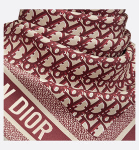 Dior Oblique Diortwin 90 Square Scarf • Burgundy and Navy Blue Silk Twill