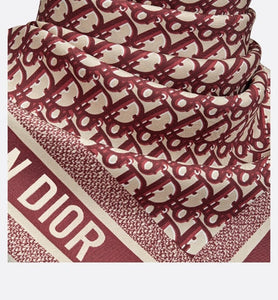 Dior Oblique Diortwin 90 Square Scarf • Burgundy and Navy Blue Silk Twill