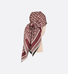 Dior Oblique Diortwin 90 Square Scarf • Burgundy and Navy Blue Silk Twill