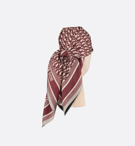 Dior Oblique Diortwin 90 Square Scarf • Burgundy and Navy Blue Silk Twill