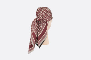 Dior Oblique Diortwin 90 Square Scarf • Burgundy and Navy Blue Silk Twill