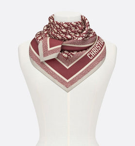 Dior Oblique Diortwin 90 Square Scarf • Burgundy and Navy Blue Silk Twill