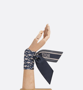 Dior Oblique Mitzah Scarf • Navy Blue Silk Twill