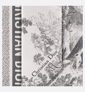 Toile de Jouy Sauvage Mitzah Scarf • Ivory and Gray Silk Twill