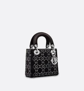 Mini Lady Dior Bag • Black Strass Cannage Satin
