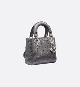 Mini Lady Dior Bag • Gray Strass Cannage Satin