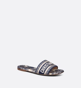 Dway Slide • Deep Blue Toile de Jouy Embroidered Cotton