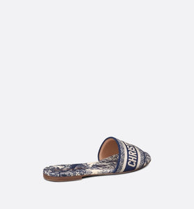 Dway Slide • Deep Blue Toile de Jouy Embroidered Cotton