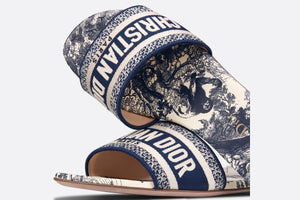 Dway Slide • Deep Blue Toile de Jouy Embroidered Cotton