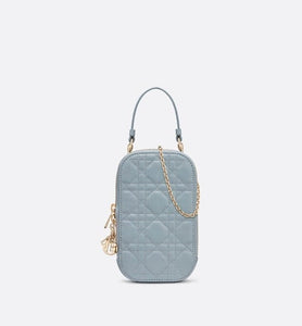 Lady Dior Phone Holder • Cloud Blue Cannage Lambskin