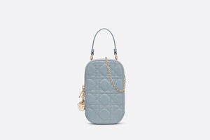 Lady Dior Phone Holder • Cloud Blue Cannage Lambskin