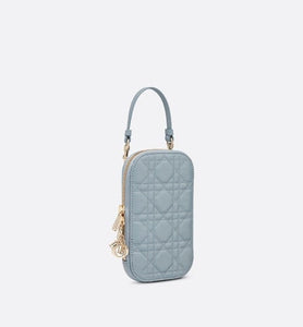 Lady Dior Phone Holder • Cloud Blue Cannage Lambskin