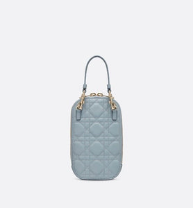 Lady Dior Phone Holder • Cloud Blue Cannage Lambskin