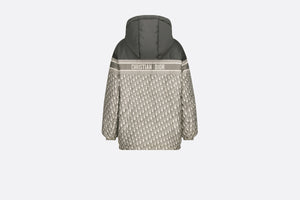 Reversible Long Down Jacket • Gray Dior Oblique Quilted Technical Taffeta