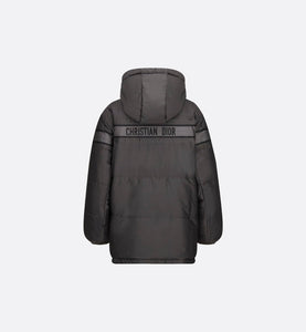 Reversible Long Down Jacket • Gray Dior Oblique Quilted Technical Taffeta